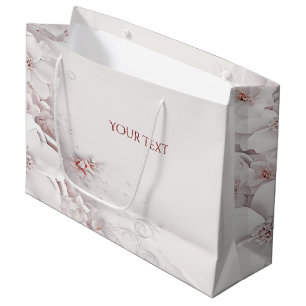 Ivory Blush Pink Floral Gift Bag