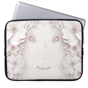 Ivory Blush Pink Floral Laptop Sleeve
