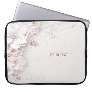 Ivory Blush Pink Floral Laptop Sleeve