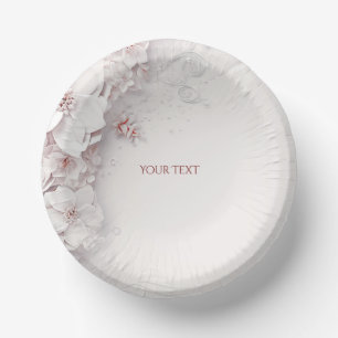 Ivory Blush Pink Floral Paper Bowl Paper Plate