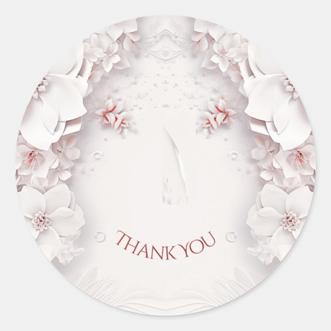 Ivory Blush Pink Floral Sticker (Front)