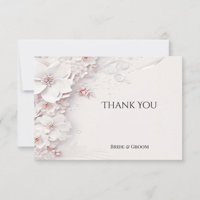 Ivory Blush Pink Floral Thank You Card (Front)