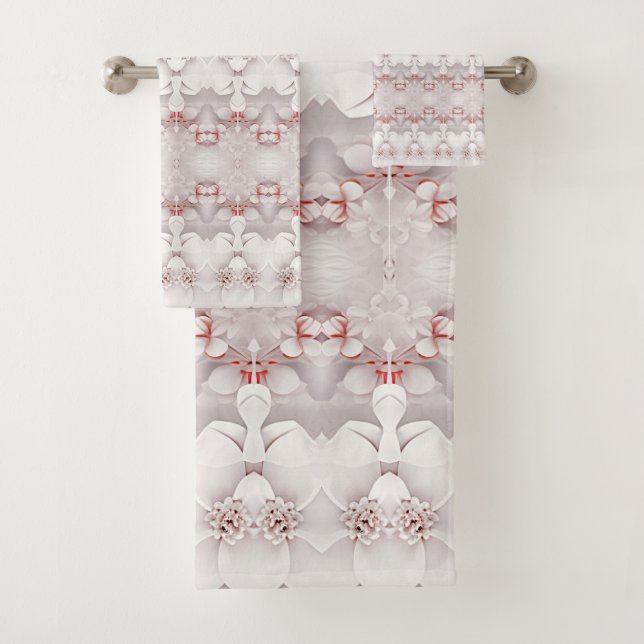 Ivory Blush Pink Floral Towel Set (Insitu)