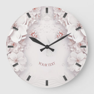 Ivory Blush Pink Floral Wall Clock