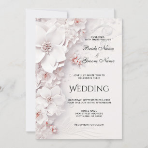 Ivory Blush Pink Floral Wedding Invitation