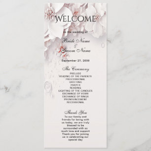 Ivory Blush Pink Floral Wedding program Programme