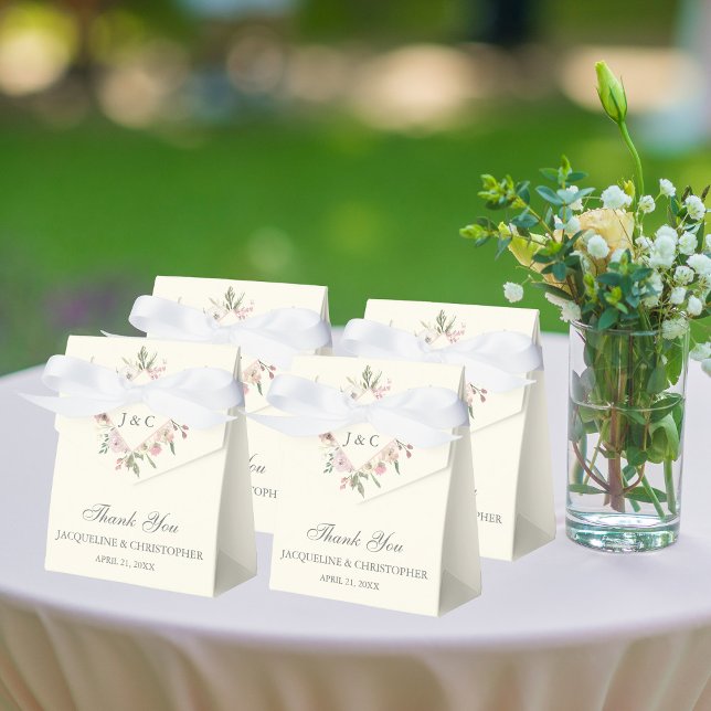 Ivory Blush Pink Peony Spring Floral Wedding Favour Box (Creator Uploaded)