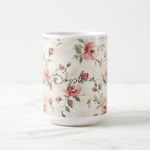 Ivory Blush Pink Roses Floral   Coffee Mug
