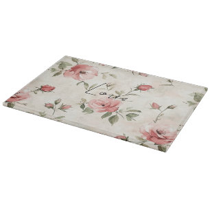 Ivory Blush Pink Roses Floral   Cutting Board