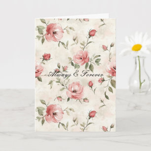 Ivory Blush Pink Roses Floral Forever Love Card