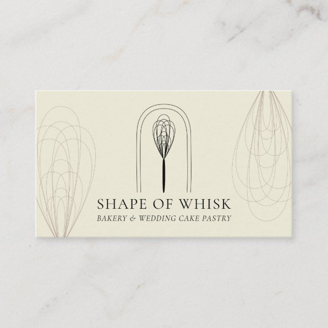 Ivory Blush Stylish Whisk Logo Home Bakery Business Card (Front)