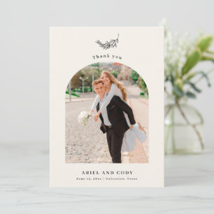 Ivory   Boho Arch Wedding Photo Thank You Card