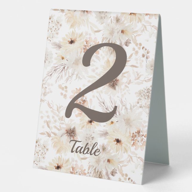 Ivory BoHo Floral Table Tent (Front)