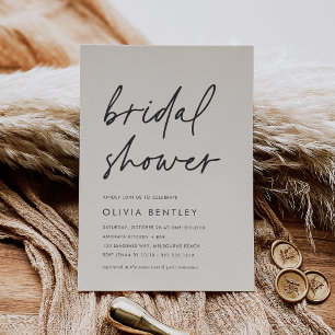 Ivory   Boho Minimalist Script Bridal Shower Invitation