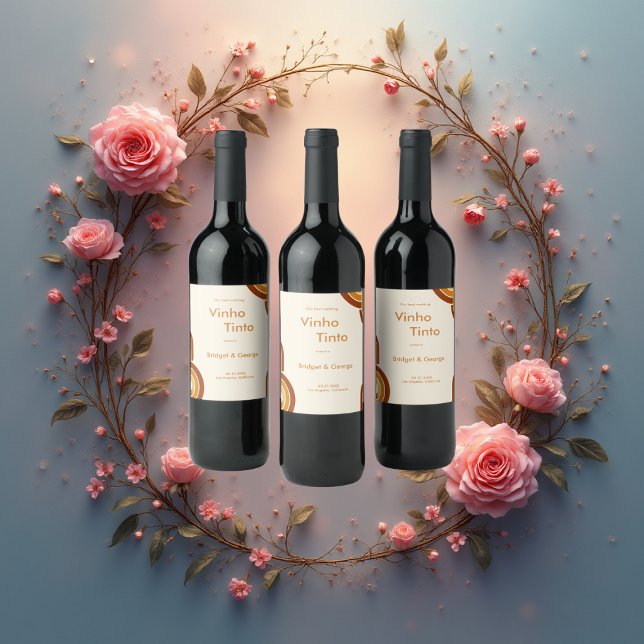 ivory Bold Retro 1970s Wedding  Wine Label (Creator Uploaded)