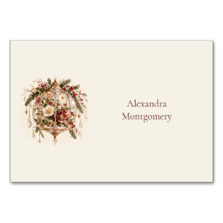 Ivory Botanical Christmas Guest Name Place Card
