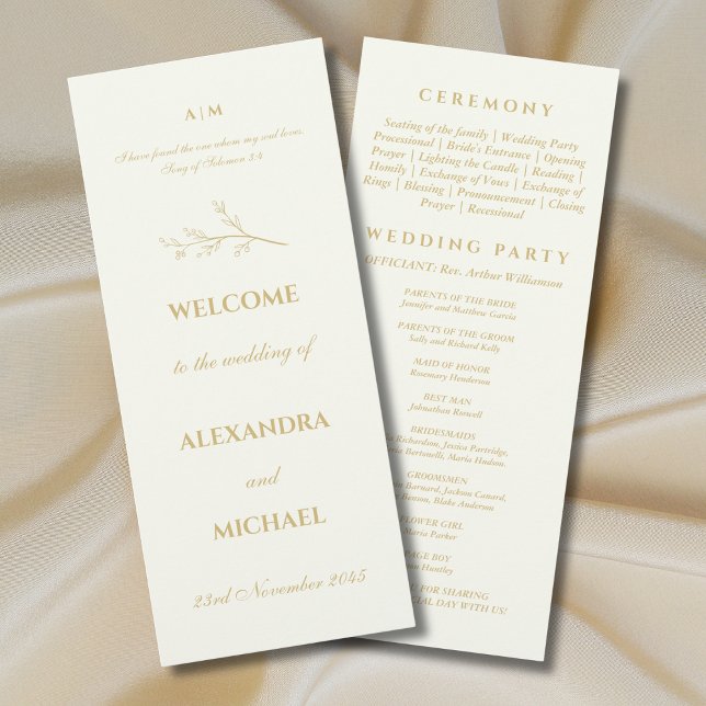 Ivory Botanical Minimalist Christian Wedding  Programme (Creator Uploaded)