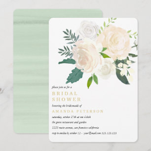 Ivory Bouquet Floral Wedding Bridal Shower Invitation