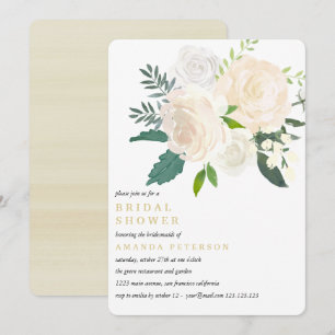 Ivory Bouquet Floral Wedding Bridal Shower pink Invitation
