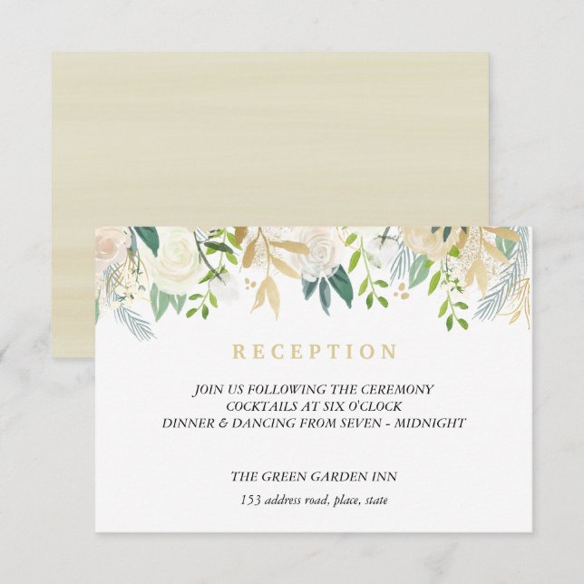 Ivory Bouquet Wedding Reception Details Blush Pink Invitation (Front/Back)