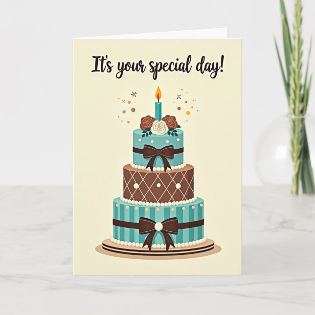 Ivory Bow Birthday Card (Front)