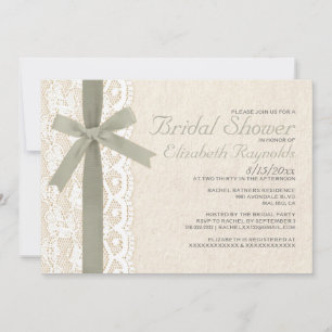 Ivory Bow & Lace Bridal Shower Invitations