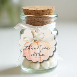 Ivory Bow Little Pumpkin Baby Shower Favour Tags