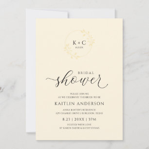 Ivory Bridal Shower Elegant Delicate Calligraphy Invitation