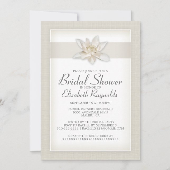 Ivory Bridal Shower Invitations (Front)