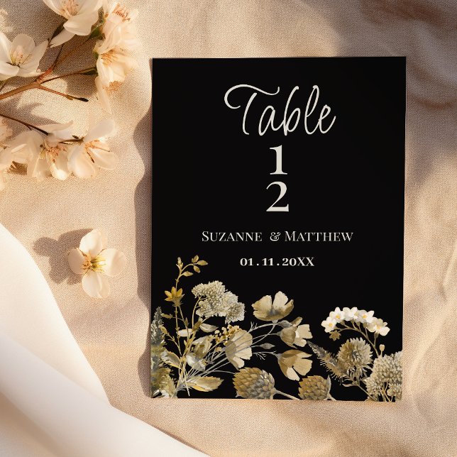 Ivory brown black wildflower winter Table Numbers  (Ivory brown black wildflower winter Table Numbers)