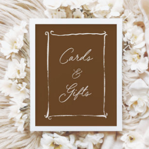 Ivory & Brown Vintage Cards & Gifts Baby Shower Poster