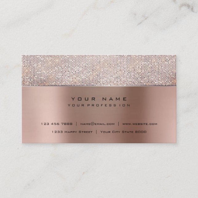 Ivory Brush Pearly Copper Steel Silver Glitter VIP Business Card (Front)