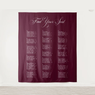 Ivory Burgundy Alphabetical Wedding Seating Chart Tapestry