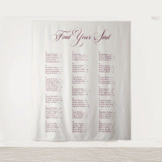 Ivory Burgundy Alphabetical Wedding Seating Chart Tapestry