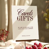 Ivory & Burgundy Cards & Gifts Wedding Sign