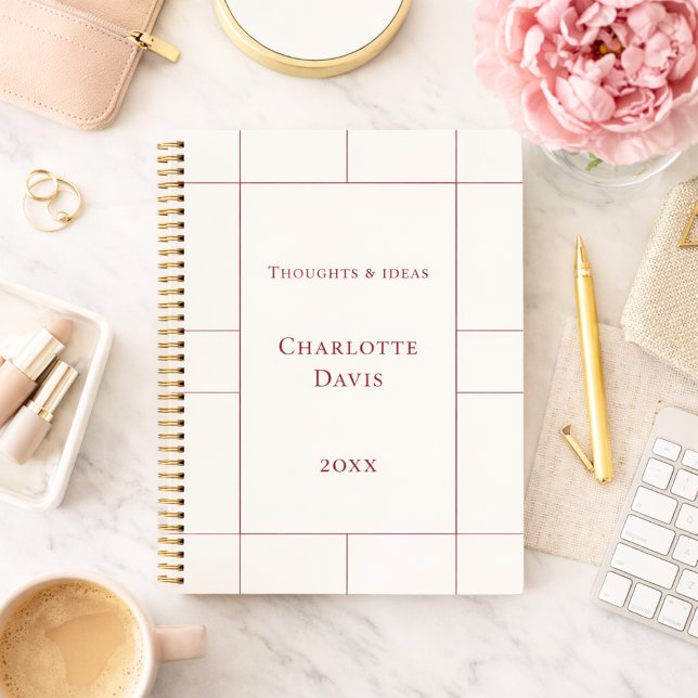 Ivory burgundy checked modern notebook (Creator Uploaded)