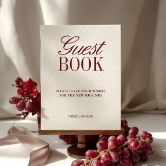 Ivory & Burgundy Guest Book Wedding Tabletop Sign