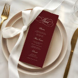 Ivory & Burgundy Old Money Aesthetic Retro Wedding Menu<br><div class="desc">This ivory & burgundy wedding menu blends a retro vintage-timeless aesthetic with elegant contemporary script typography for a playful yet refined look. The rich deep burgundy and cream tones create a warm old-money fall / winter mood with subtle whimsical charm. Designed to coordinate with the matching Ivory & Burgundy Stripes...</div>
