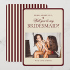 Ivory & Burgundy Stripes Bridesmaid Proposal Card