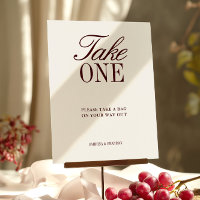 Ivory & Burgundy Take One Wedding Favour Sign