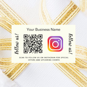Ivory business name qr code instagram rectangular sticker