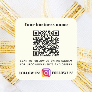 Ivory business name qr code instagram square sticker