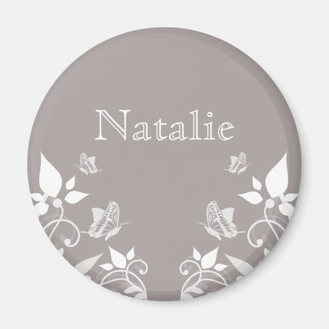 Ivory Butterfly Floral Magnet (Front)