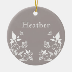 Ivory Butterfly Floral Ornament