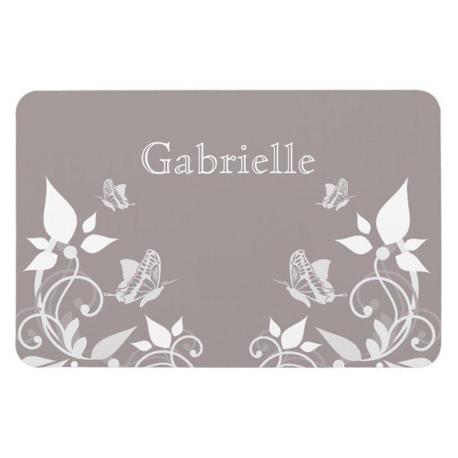 Ivory Butterfly Floral Premium Magnet (Horizontal)
