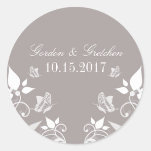 Ivory Butterfly Floral Wedding Stickers