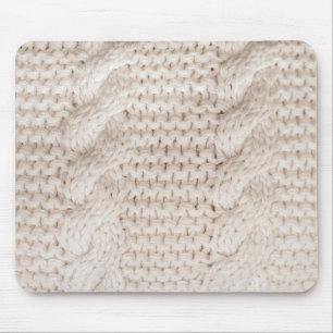 Ivory Cable Knit Pattern  Mouse Mat