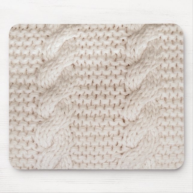 Ivory Cable Knit Pattern  Mouse Mat (Front)