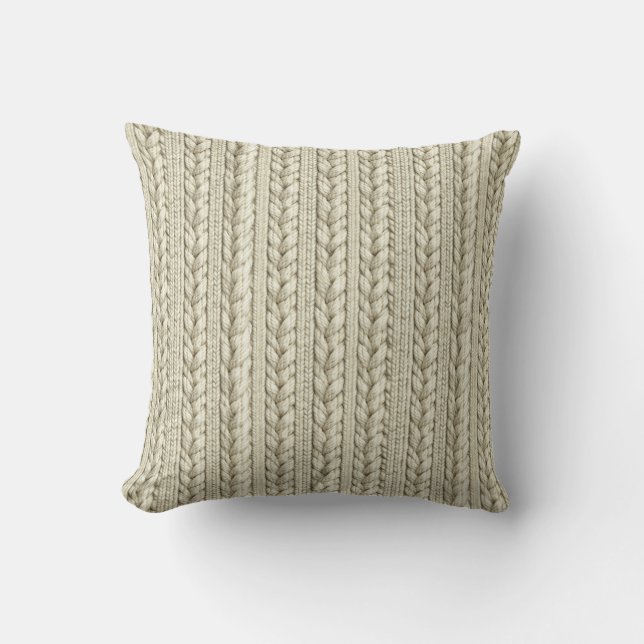 Ivory Cable Knit Texture Cushion (Front)