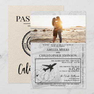 Ivory California Passport Wedding Invitation